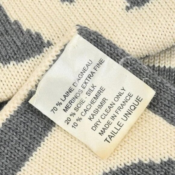Chanel Sport Line Scarf Shawl Muffler White Gray Small Good 145504